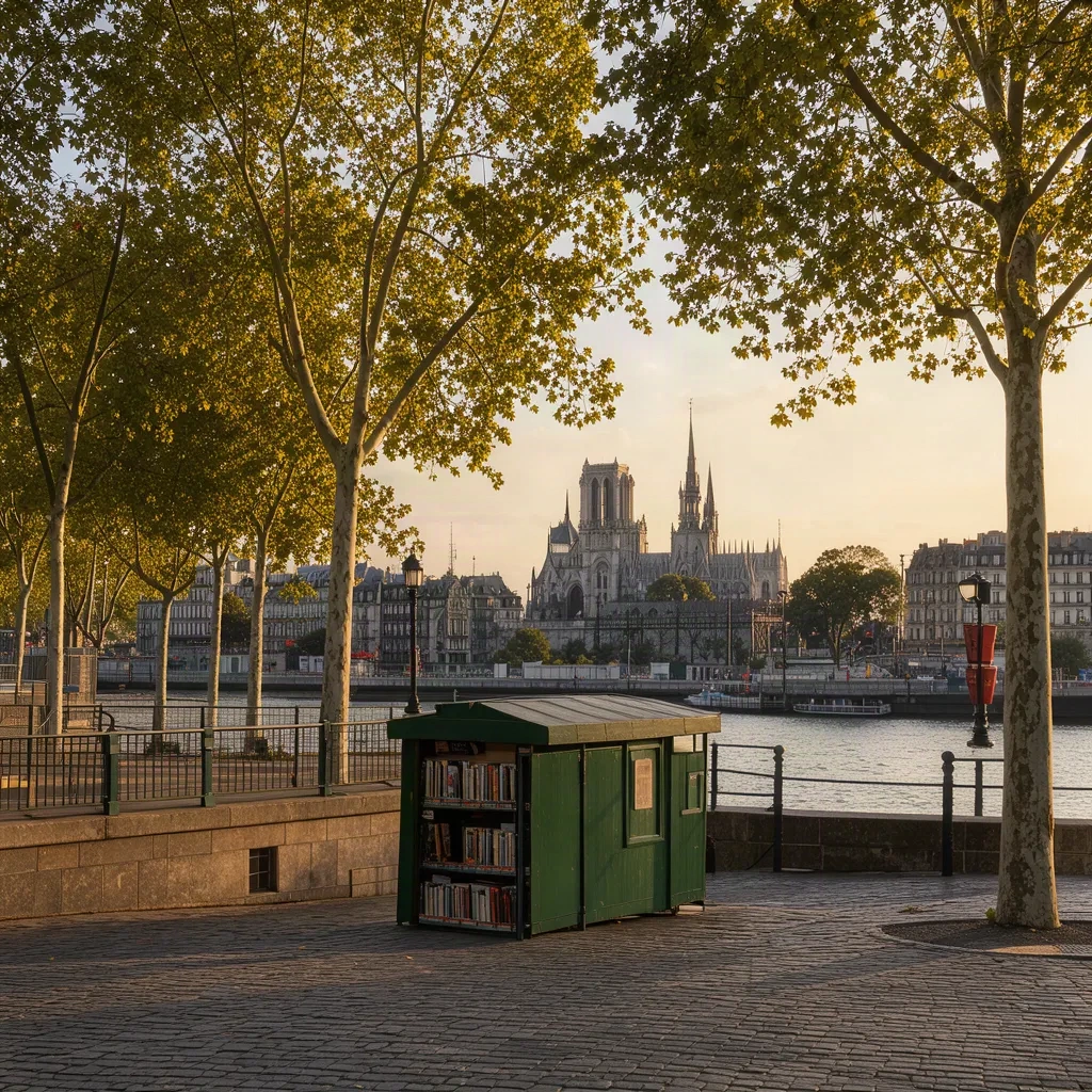 Quais de la Seine à Paris avec Notre-Dame au fond