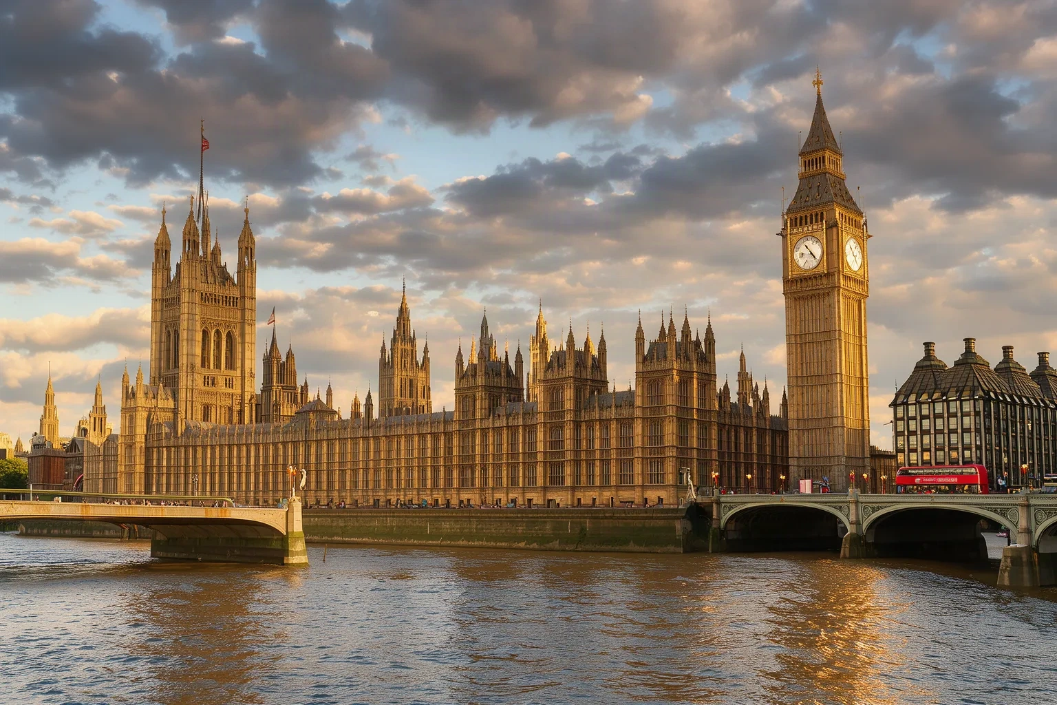 Big Ben et le Parlement de Londres vus de la Tamise